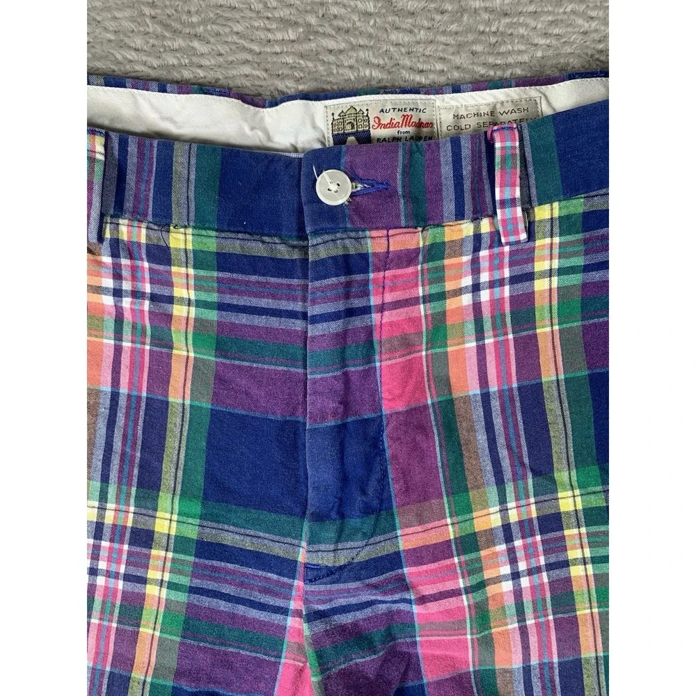 Polo Ralph Lauren Shorts Men's 32 Blue Pink India Madras Plaid 9